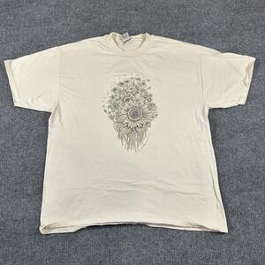 Vintage Del Sol Shirt‎ Mens XL White Wildflowers Sunflower Graphic Tee Cotton